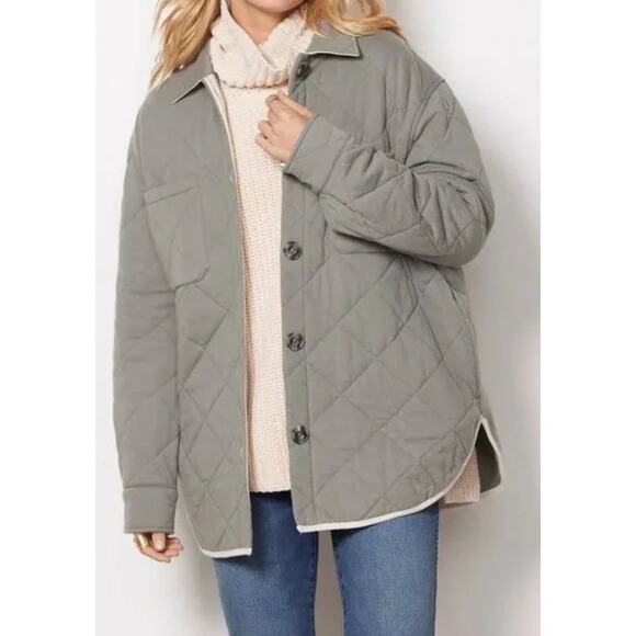 Z Supply Womens Quilted Shacket Jacket Green Sz S - Picture 1 of 6